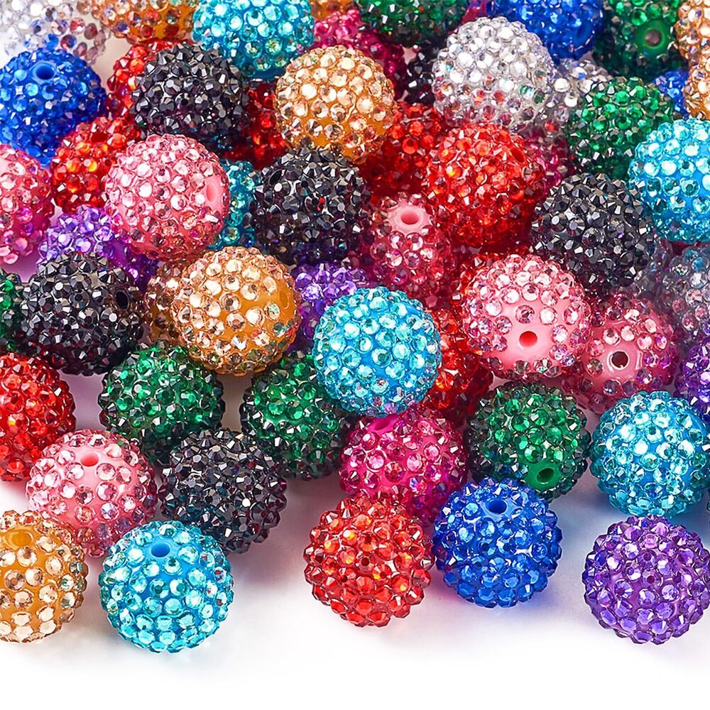 3456 Beadthoven 100pcs 20mm Resin Rhinestone Beads for Pens, Sparkly Disco